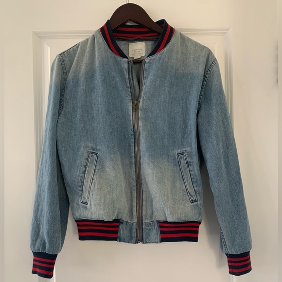 American Eagle Jean Bomber Jacket - Picture 1 of 5